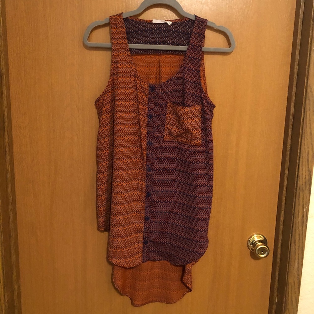 Two tone, tunic length tank